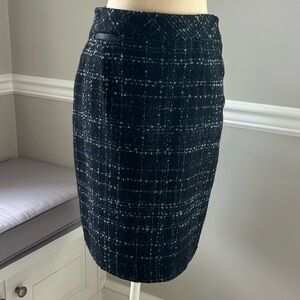 Custom Blue and Black Tweed Pencil Skirt.